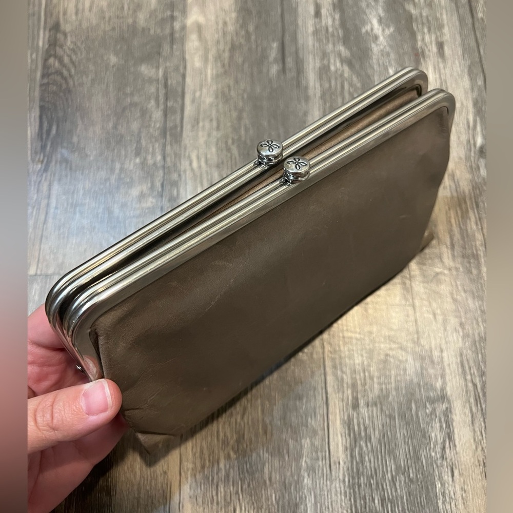 HOBO Gray Leather Clutch